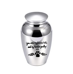 70x45MM Angel wings cremation urn for pet ashes pendant dog paw print Aluminium alloy ashes holder keepsake You were my Favourite h1232521