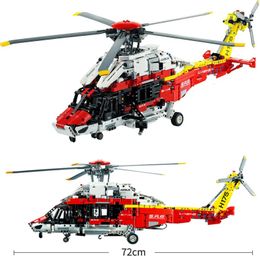 2001PCS Technical Airbus H175 Rescue Helicopter 42145 with Electric Motor Plane Model Assemble Bricks Toys Gifts For Kids Boy 240428