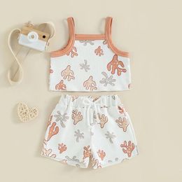 Clothing Sets Listenwind Baby Girls Shorts Set Coral Print Spaghetti Straps Camisole With Elastic Waist Summer Outfit For 0-3 Years