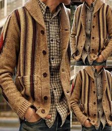 Men039s Sweaters Casual Tops Men Shawl Collar Sweater Cardigan Long Sleeve Zipup Knitted Coat Knitwear Fashion Jacquard Coats 5974854