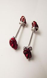 2 Piece Crystal Nipple ring Rose Flower Nipple Shield Rings Body Piercing Jewellery Double Red Flower Women Gift2800915