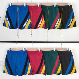 Chaopai RHUDE Micro Label Stripe Contrast Casual Quick Drying Shorts Mens and Womens High Street Beach Elastic Capris