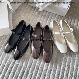 the row shoes row ballet the shoes ladies flat bottom boat shoes designer fashion retro formal shoes black white coffee Colour patent leather buckle casual Mary Jane