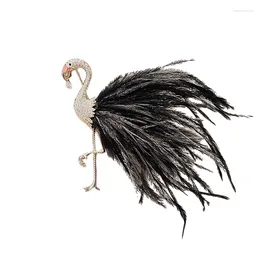 Brooches High End Feather Flamingo Brooch For Women Fashionable And Personalized Pin Coat Suit Accessories