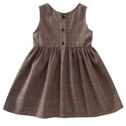 Summer Plaid Short Dress for Girls Above Knee Length Casual Wear Perfect Daily Outfits 240420