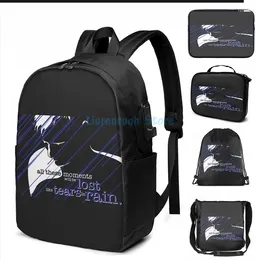 Backpack Funny Graphic Print Tears In Rain(2) USB Charge Men School Bags Women Bag Travel Laptop