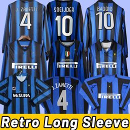 2009 Retro Soccer jerseys MIITO SNEIJDER ZANETTI Milan Eto'o Football Djorkaeff Baggio ADRIANO MILAN Inter BATISTUTA Long sleeve 0 263Q