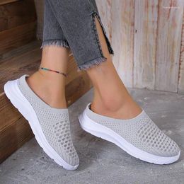 Casual Shoes Ladies 2024 Slip-on Women's Vulcanize Summer Round Head Breathable Solid Mesh Sneakers