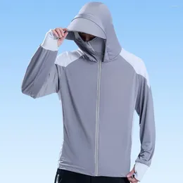 Men's Hoodies Sun Protective Coat Patchwork Color Sunscreen Stylish Unisex Jacket With Hood Long Sleeve Zipper For Summer