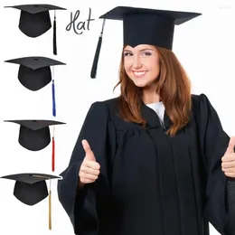 Berets Black Adult Bachelor Caps Graduation Hat For Student 2024 Congratulation Party Decorations J9G9