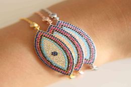 Top Quality gold silver Colour AAA stone cubic zirconia turquoises girl Jewellery turkish evil eye chain trendy stylish bracelet2817568