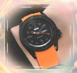 Mens Stylish Automatic Quartz Battery Watches day date time Colourful rubber strap clock black ceramic case elegant hour calendar customed logo business Watch gifts