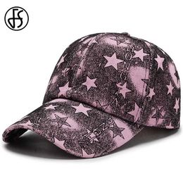 Ball Caps FS Brand Baseball Caps With Visor Stars Print Snapback Cap Hip Hop Streetwear Pink Purple Korean Hat For Men Women Gorras Hombre Y240507