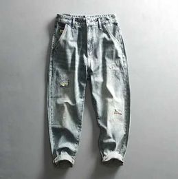 Men's Pants 2024 mens hot selling new jeans retro washed denim casual pants J240507