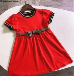 Girls Dresses Designer Letter F Kids Bow Cute Dress Elegant Short Sleeve Skirt Luxury Baby Girls Clothing Lace Princess Clothes