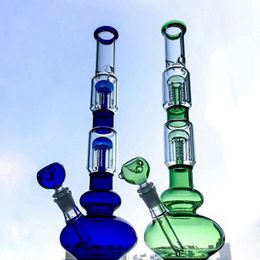 Heady Water Pipe 16.5Inch with Ice Pinch Typical Type Tree Percolator Glass Bong with Glass Bowl and Downstem 18mm Female Joint GB1218