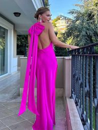 Urban Sexy Dresses Women Elegant Backless Lace Up Halter Maxi Dress Sexy Slveless Half High Collar Solid Dresses Summer Chic Party Evening Robes T240510