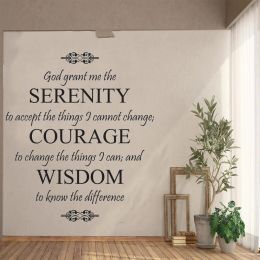 Stickers Serenity Prayer Wall Quote Decal Sign, Spiritual Words Quote Art, God Saying Courage Wisdom Quote Wall Sticker
