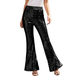 Women's Pants Capris Print Pants Women Outfits Female Sweatpants Shiny Hight Waist Flared Trousers Sequins Disco Dance Long Pants Women Clothes Y240504