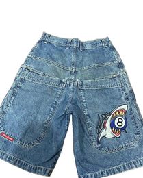 Streetwear JNCO Denim Shorts Men Women Y2K Style Hip Hop Harajuku Pocket Casual Baggy Shorts Summer Gothic Basketball Shorts 240506