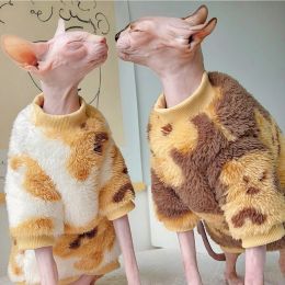 Clothing Duomasumi Warm Bear Hairless Cat Outfits Doublesided Fleece Soft Cat Winter Clothes Kitty Sphynx Clothes Hairless Cat Clothes