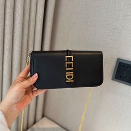 Classic Genuine Leather Clutch Handbag With Golden Chain Designer Bag Luxury Brand Cowhide Wallet Envelope Bag Set Fashion Cross Body Shoulder Bag Perfect Details