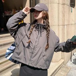 Women's Jackets Hooded Sunscreen Jacket Outdoor Street Wear Tops Korean Y 2k Harajuku Clothes Casual Short Section Zipper Coat