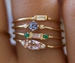 Fast send Vintage Diamond 4pcs ring set in 18k yellow gold Women Wedding Anniversary Day Gift High quality Never Fade7391763