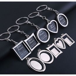 100pcs Lot Metal Photo Frame Keychain Heart Round Square Shape Key Chain BPPLE Keyring DIY Logo For Lover Gifts Frame Keyrings 239n