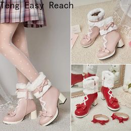 Boots 2024 Ladies Ankle Women Shoes Sweet Lace Lolita Lovely Cosplay Platform High Heels Woman Plus Size 43