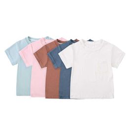 T-shirts Comfort Newborns Summer Infant T-Shirt Baby Boys Girls Bamboo Fiber Round Neck Short Sleeve Top Pullover Toddlers Casual Tees H240507