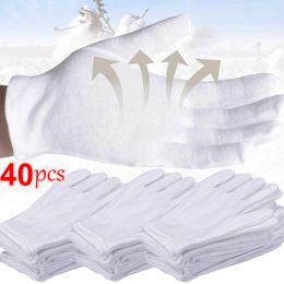 Gloves White Soft Cotton Work Gloves for Dry Hands Handling Film SPA Gloves Ceremonial High Stretch Gloves Household Cleaning Tools