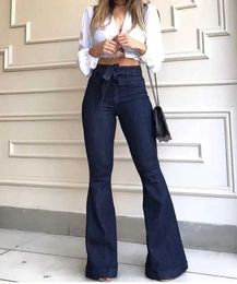 Women's Pants Capris Womens Jeans 2023 Summer and Autumn New Casual Lace Top High Waist Micro Elastic Flash Pants Wide Leg Pants Y240504