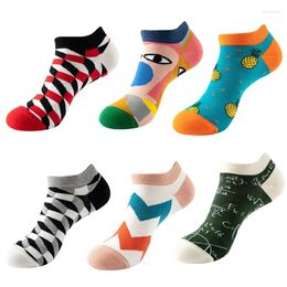 Sports Socks 6 Pairs Ankle Women Men Cute Printing Funny High Quality Cotton No Show Basketball Football Summer