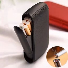 Accessories Leather Smoking Case Portable Electric Lighter Set Tungsten Coil Plasma Arc USB Lighters Smoking Accessories Gadgets For Men