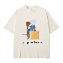 Men's T-Shirts My Apolochse T-shirt Cute Funny Rat Chse Print Tshirt Men Women Vintage Oversized Short Slve Mens Casual Cotton T Shirts T240506