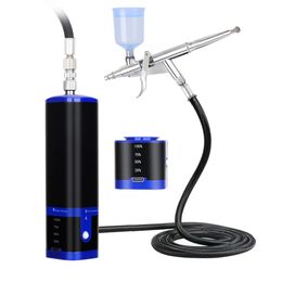 Portable Handheld Cordless Airbrush Kit with Compressor Gun Set Rechargeable Air Brush Art Nail Model Painting Tattoo Tool 240423