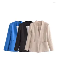 Women's Suits Aonibeier Office Wear Suit Jacket 2024 Spring Formal Long Sleeve Hooks Closed Slim Women Blazer Female Top Coat OL Y2K
