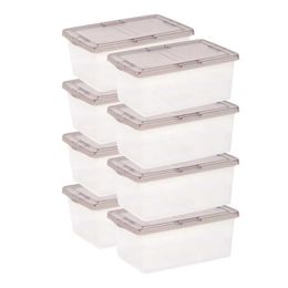 Storage Boxes Bins USA 17 Quart Snap Top Plastic Box 8 Pack Q240506