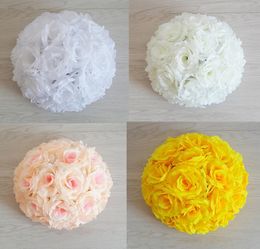 16 Inch Artificial Silk Rose Flower Ball High Quality Wedding Decoration Centrepieces Kissing Balls Hanging Ornament5367248