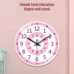Clocks 8 Inch Silent Wall Clock For Student Teaching Clock For Classrooms Non Ticking Learning Clocks Wall Decor Educational Tools