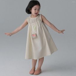 Clothing Sets Children Set Korean 2024 Summer Girls Japanese Style Suspender Dress And Lace Vest Fashion Suit