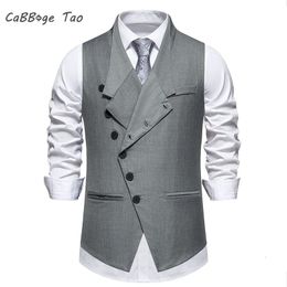 Spring Mens Suit Vest with Slanted Front and Single Breasted Casual Comfortable Refreshing Top 240507