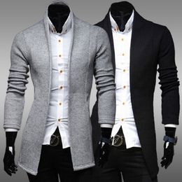 Korean Men Trench Coat Grey Black Men Style Casual Jackets For Turn-Down Collar Cardigan Mens Overcoat 2020 New Autumn Q830 288f