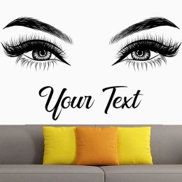 Stickers Eyelashes Brows Wall Decal Beauty Salon Vinyl Sticker, Custom Text, Eyebrows, Decal Sticker, Eye Quote, Make Up 2153