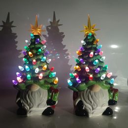 Miniatures Christmas Decorations 16cm Multi Color Resin Gnomes Figurine Luminous Dwarf Statue Faceless Doll Desktop Ornament New Year Gift