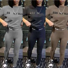 Designer Womens Tracksuits Silm Pants Suit Two Pieces Jogger Set 2024 New Letters Printed Short Sleeve Tights Sweatsuits 3 Colours Fashion Clothing 46443