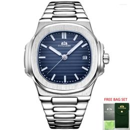 Wristwatches Automatic Watches For Men Mechanical Self Wind Luminous Stainless Steel Blue Grey Coffee Simple Business Reloj Hombre Baratos