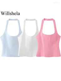 Women's Tanks Women Fashion Solid Side Zipper Backless Slim Fit Tops Vintage Halter Neck Sleeveless Female Chic Lady