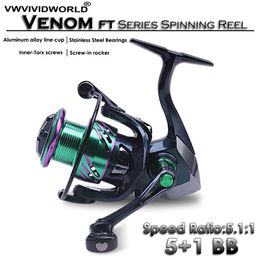 Fishing Reel Gradient Paint Coating 51 BB 5.1 1 Aluminium Alloy Spool Metal Rocker Arm Reinforced Nylon Casters 240507